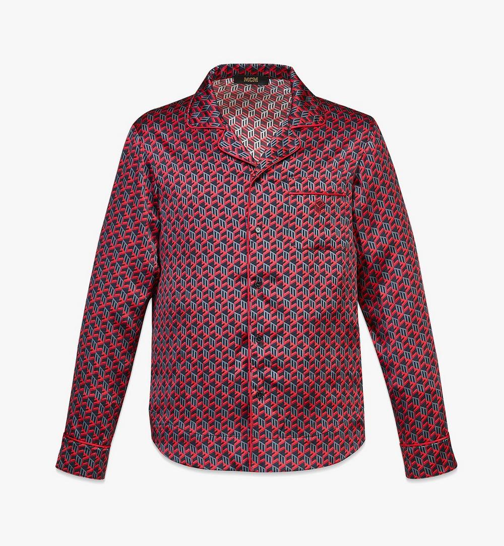 Unisex Cubic Monogram Silk Satin Pajama Shirt 1